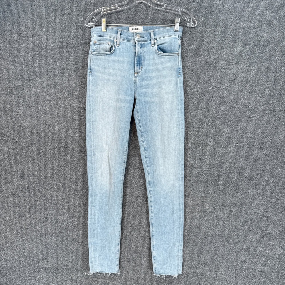 Agolde Sophie Jeans Womens 26 Blue High Rise Skinny Raw Hem Denim Pants